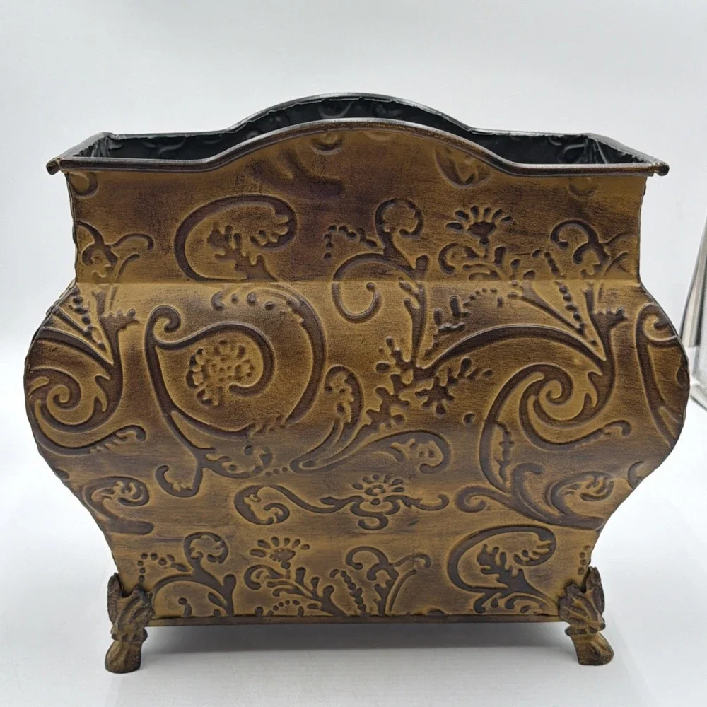 Vintage Ornate Tuscan Style Cachepot/Planter Mustard Gold Color French Style